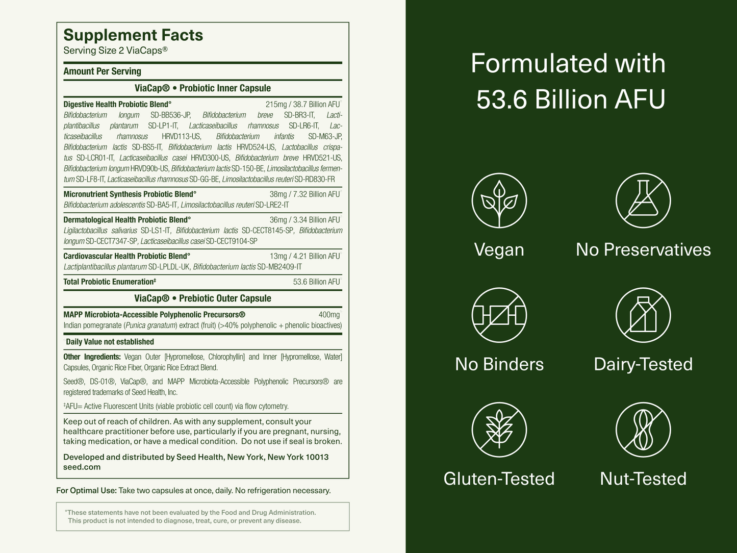 Seed DS-01 Daily Synbiotic - Prebiotic and Probiotic for Women & Men - Digestive Health, Gut Health, Immune Support, Bloating & Constipation Relief - Vegan & Shelf-Stable - 60 Capsules (30-Day Supply)