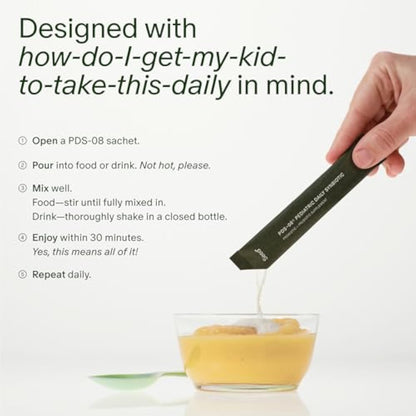 Seed PDS-08 Pediatric Daily Synbiotic - Fiber-Based Prebiotic & Probiotic for Kids - Digestive Health, Regularity, Constipation Relief - Ages 3-17 - Vegan and Shelf-Stable - 30 Sachets (30-Day Supply)